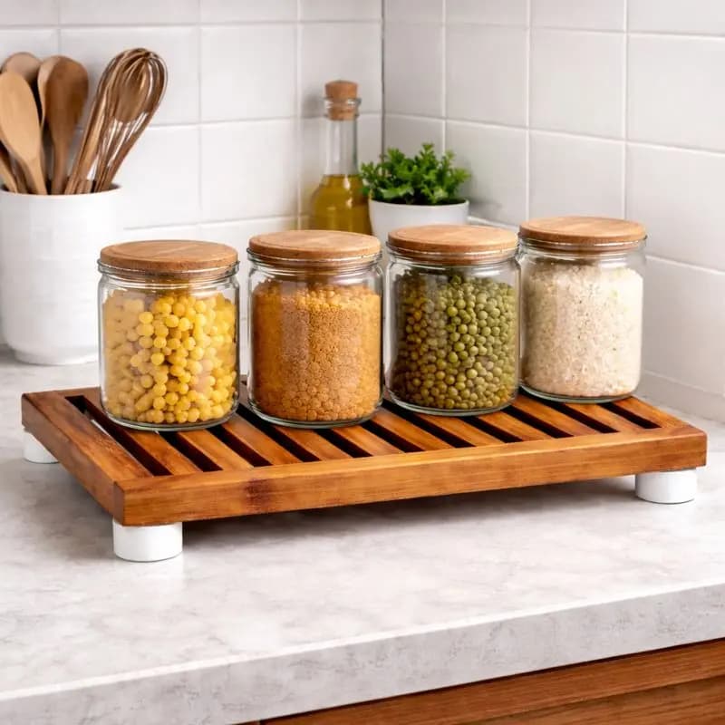 Solid Wood Kitchen Organizer Stand